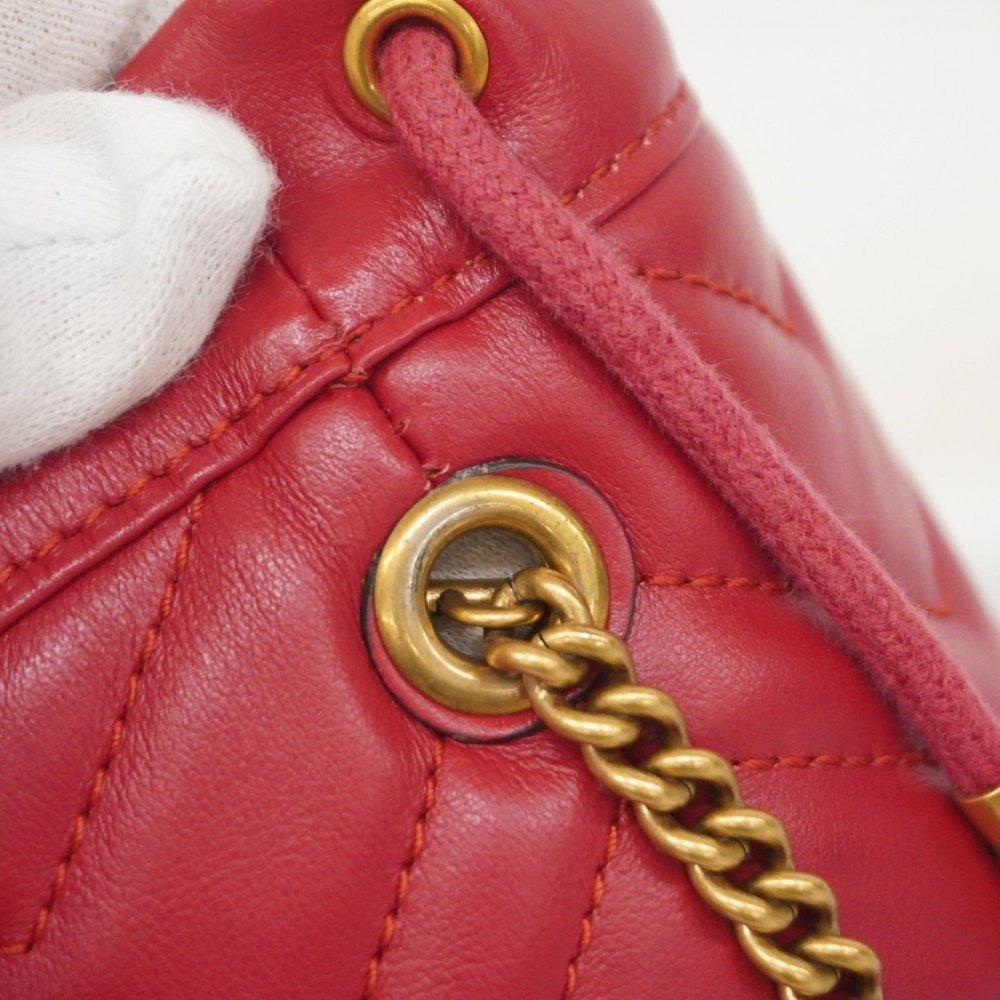 Gucci GG Marmont Shoulder Bag 575163 0416 Leather Red Women's - Picture 8 of 9